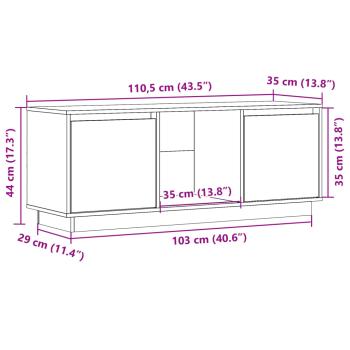 TV-Schrank Weiß 110,5x35x44 cm Massivholz Kiefer