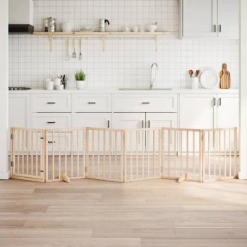 ARDEBO.de - 6-tlg. Hundetor mit Tür Faltbar 300 cm Pappelholz