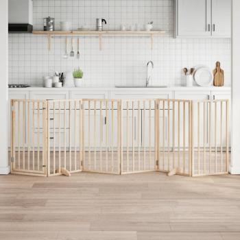 ARDEBO.de - 6-tlg. Hundetor mit Tür Faltbar 300 cm Pappelholz