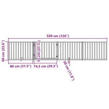 4-tlg. Hundetor mit Tür Faltbar 320 cm Pappelholz