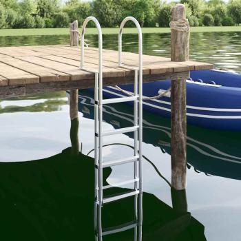 ARDEBO.de - Dockleiter Silber 45 x 11.5 x 162 cm Aluminium