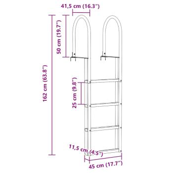 Dockleiter Silber 45 x 11.5 x 162 cm Aluminium