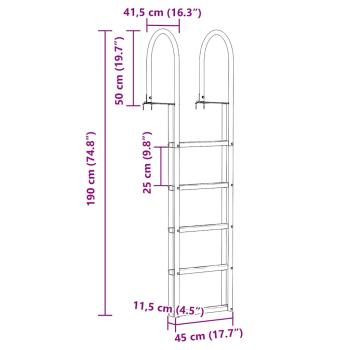 Dockleiter Silber 45 x 11.5 x 190 cm Aluminium