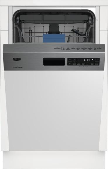 Beko BDSS28040XQ Teilintegrierter Geschirrspüler, 45 cm breit, 10 Maßgedecke, 8 Programme, WaterSafe+, SelFit, Edelstahl Fingerprint Free