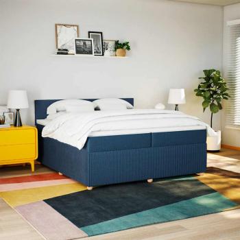 Boxspringbett mit Matratze Blau 200x200 cm Stoff