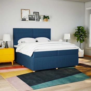 Boxspringbett mit Matratze Blau 200x200 cm Stoff