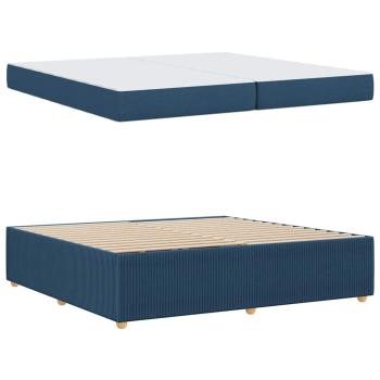 Bettgestell mit Matratze mit Matratze Blau 200 x 200 cm Stoff