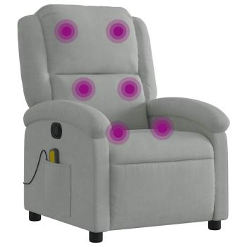Massage-Relaxsessel, hellgrauer Samt