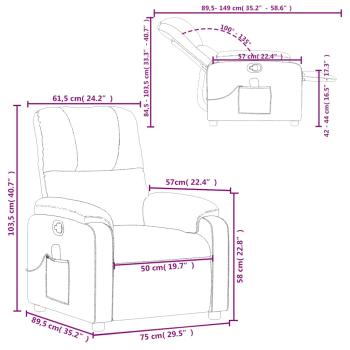Massagesessel mit Liegefunktion, braun, Mikrofaserstoff