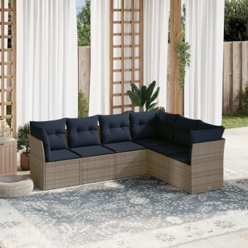 ARDEBO.de - 6-teiliges Gartensofa-Set mit Kissen, grau, Polyrattan