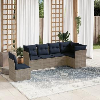 ARDEBO.de - 6-teiliges Gartensofa-Set mit Kissen, grau, Polyrattan