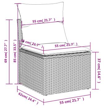 10-teiliges Gartensofa-Set mit Kissen, braun, Polyrattan