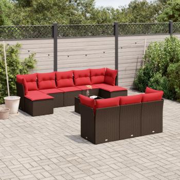 ARDEBO.de - 11-teiliges Gartensofa-Set mit Kissen, braun, Polyrattan