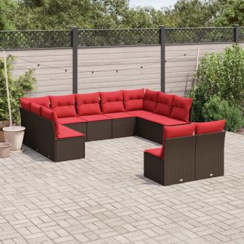 ARDEBO.de - 11-teiliges Gartensofa-Set mit Kissen, braun, Polyrattan