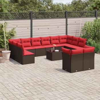 ARDEBO.de - 13-teiliges Gartensofa-Set mit Kissen, braun, Polyrattan