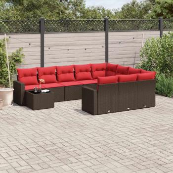 ARDEBO.de - 11-teiliges Gartensofa-Set mit Kissen, braun, Polyrattan