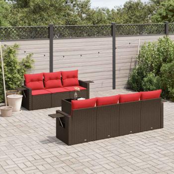 ARDEBO.de - 8-teiliges Gartensofa-Set mit Kissen, braun, Polyrattan