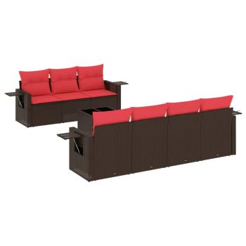 8-teiliges Gartensofa-Set mit Kissen, braun, Polyrattan
