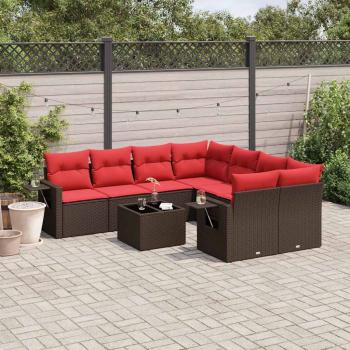 ARDEBO.de - 9-teiliges Gartensofa-Set mit Kissen, braun, Polyrattan
