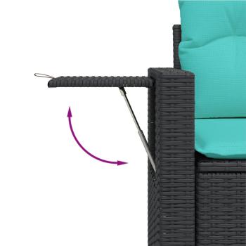 4-teiliges Gartensofa-Set mit Kissen, schwarzes Polyrattan