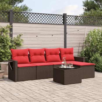 ARDEBO.de - 6-teiliges Gartensofa-Set mit Kissen, braun, Polyrattan