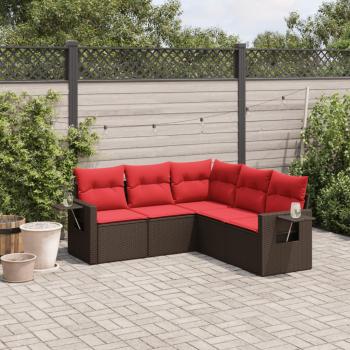 ARDEBO.de - 5-teiliges Gartensofa-Set mit Kissen, braun, Polyrattan