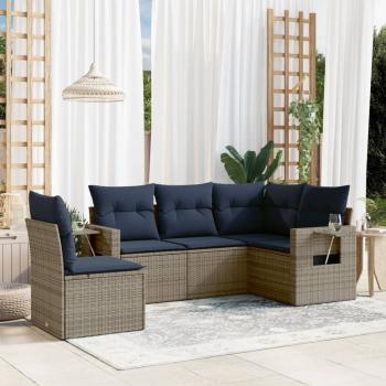 ARDEBO.de - 5-teiliges Gartensofa-Set mit Kissen, grau, Polyrattan