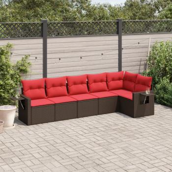 ARDEBO.de - 6-teiliges Gartensofa-Set mit Kissen, braun, Polyrattan