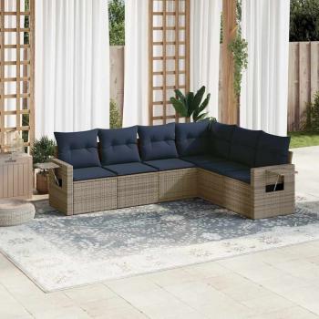 ARDEBO.de - 6-teiliges Gartensofa-Set mit Kissen, grau, Polyrattan