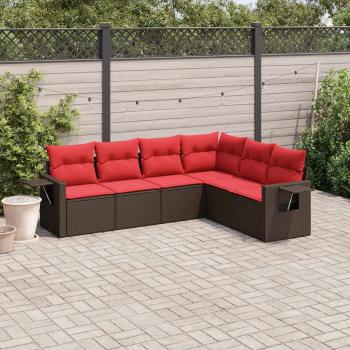 ARDEBO.de - 6-teiliges Gartensofa-Set mit Kissen, braun, Polyrattan