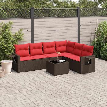 ARDEBO.de - 7-teiliges Gartensofa-Set mit Kissen, braun, Polyrattan