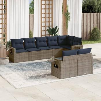 ARDEBO.de - 8-teiliges Gartensofa-Set mit Kissen, grau, Polyrattan