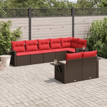 ARDEBO.de - 8-teiliges Gartensofa-Set mit Kissen, braun, Polyrattan
