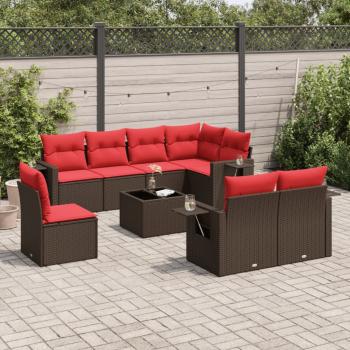 ARDEBO.de - 9-teiliges Gartensofa-Set mit Kissen, braun, Polyrattan