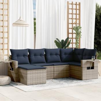 ARDEBO.de - 6-teiliges Gartensofa-Set mit Kissen, grau, Polyrattan