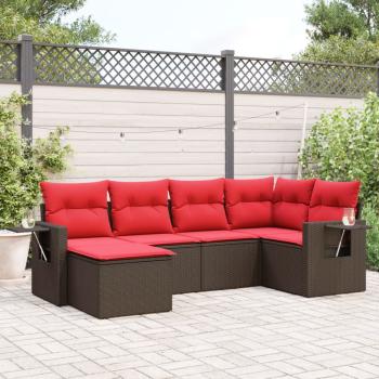 ARDEBO.de - 6-teiliges Gartensofa-Set mit Kissen, braun, Polyrattan
