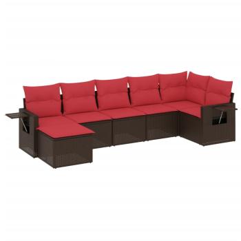 7-teiliges Gartensofa-Set mit Kissen, braun, Polyrattan