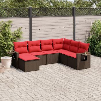 ARDEBO.de - 7-teiliges Gartensofa-Set mit Kissen, braun, Polyrattan