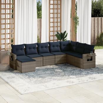 ARDEBO.de - 8-teiliges Gartensofa-Set mit Kissen, grau, Polyrattan
