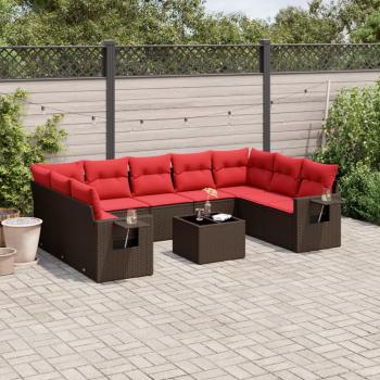 ARDEBO.de - 10-teiliges Gartensofa-Set mit Kissen, braun, Polyrattan
