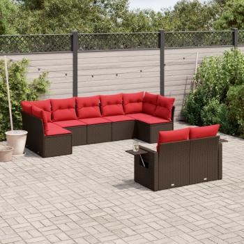ARDEBO.de - 9-teiliges Gartensofa-Set mit Kissen, braun, Polyrattan