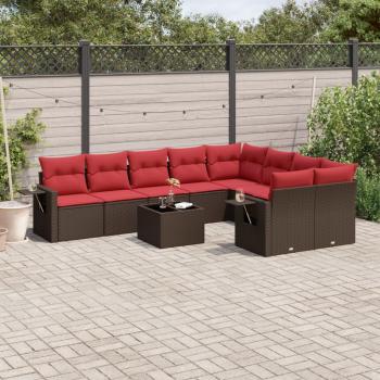 ARDEBO.de - 10-teiliges Gartensofa-Set mit Kissen, braun, Polyrattan