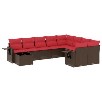 ARDEBO.de - 10-teiliges Gartensofa-Set mit Kissen, braun, Polyrattan