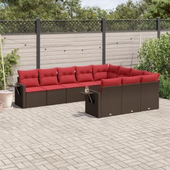 ARDEBO.de - 10-teiliges Gartensofa-Set mit Kissen, braun, Polyrattan
