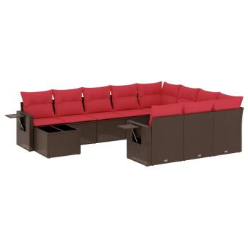 11-teiliges Gartensofa-Set mit Kissen, braun, Polyrattan