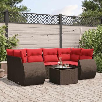 ARDEBO.de - 7-teiliges Gartensofa-Set mit Kissen, braun, Polyrattan