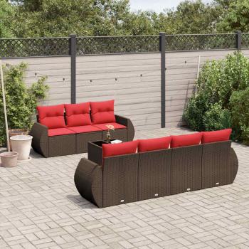 ARDEBO.de - 8-teiliges Gartensofa-Set mit Kissen, braun, Polyrattan
