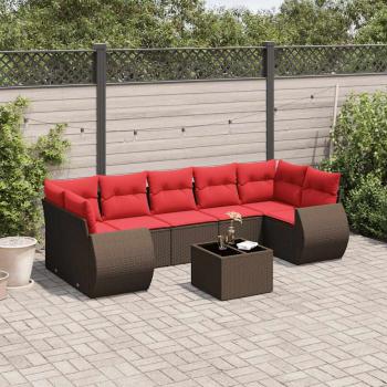 ARDEBO.de - 8-teiliges Gartensofa-Set mit Kissen, braun, Polyrattan