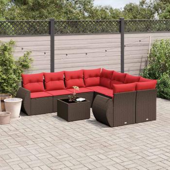 ARDEBO.de - 9-teiliges Gartensofa-Set mit Kissen, braun, Polyrattan