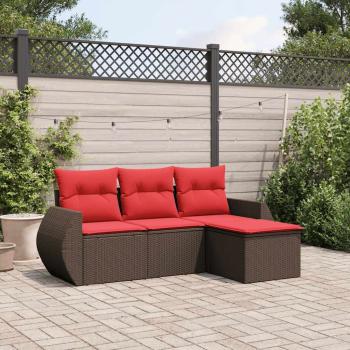 ARDEBO.de - 4-teiliges Gartensofa-Set mit Kissen, braun, Polyrattan